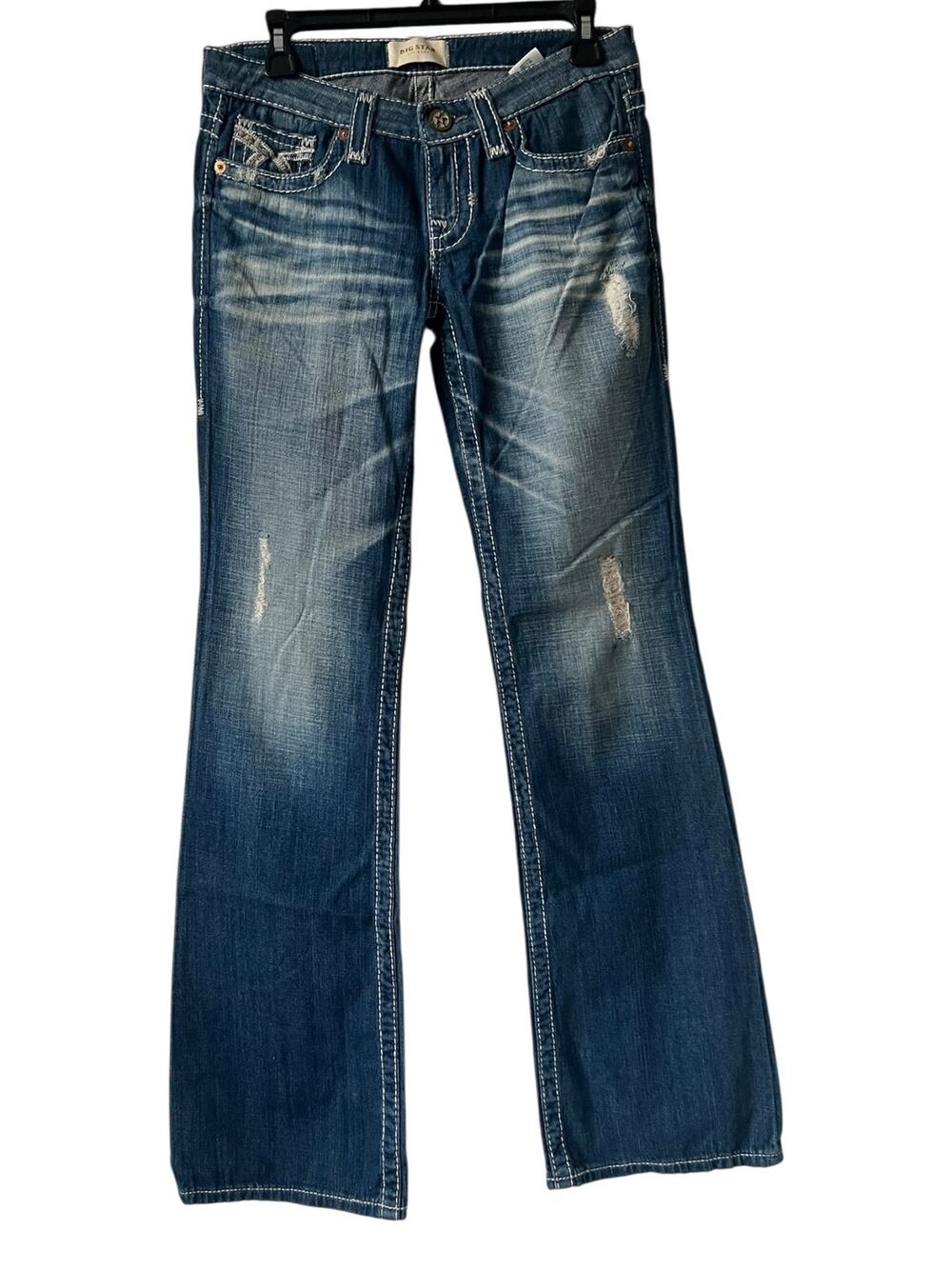 Big Star Liv Boot Distressed Y2k Faded Low Rise Bootcut Jeans Size 27L